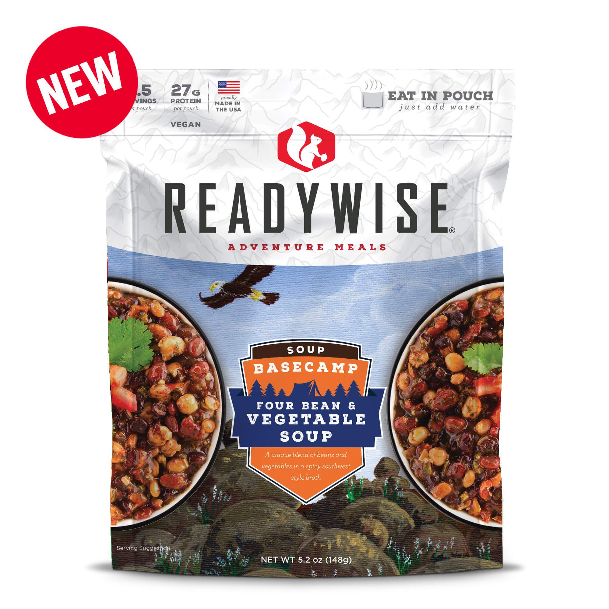 A bag of ReadyWise (formerly Wise Food Storage) Hunting Food Calorie Booster Emergency Food Bucket - (SHIPS IN 1-2 WEEKS) chile relleno soup.