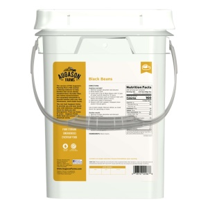 A Augason Farms Black Beans 4 Gallon Pail - 236 Servings - (SHIPS IN 1-2 WEEKS) with a handle on it.