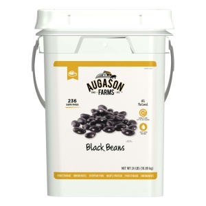 A Augason Farms Black Beans 4 Gallon Pail - 236 Servings - (SHIPS IN 1-2 WEEKS) on a white background.