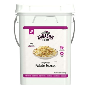 Augason Farms Dehydrated Potato Shreds 4 Gallon Pail - 102 Servings - (SHIPS IN 1-2 WEEKS) in a bucket.