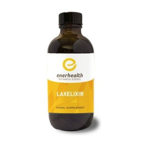 A bottle of Enerhealth Botanicals LAXELIXIR HERBAL LAXATIVE - 4 oz Bottle - (SHIPS IN 1-2 WEEKS) on a white background.