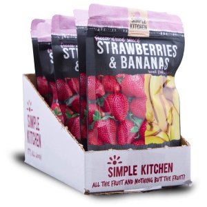 A ReadyWise (formerly Wise Food Storage) Freeze-Dried Strawberries and Bananas - 6 Pack - (SHIPS IN 1-2 WEEKS) in front of a white background.