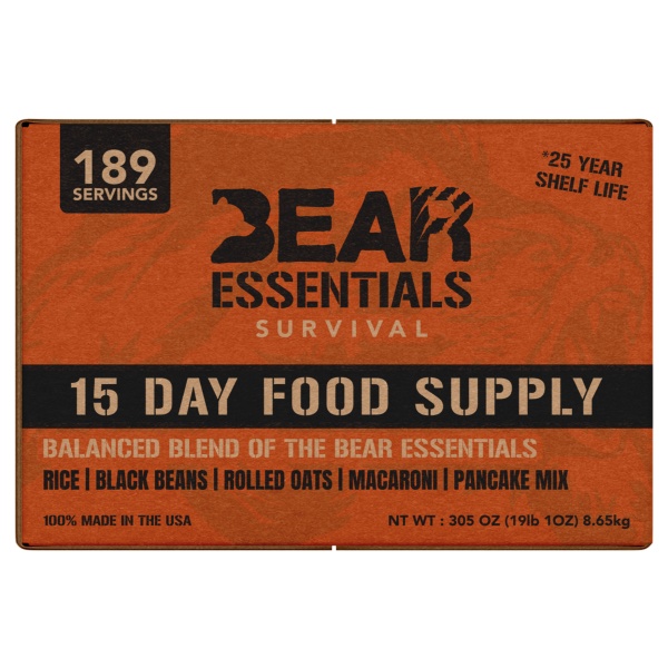 Bear Essentials Survival 15 Day Emergency Food Supply Box - 189 Servings - (SHIPS IN 1-4 WEEKS).