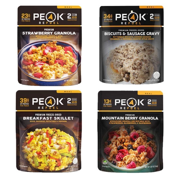 Peak Refuel Freeze-Dried Breakfast Sampler Food Storage and Backpacking Food Kit - (SHIPS IN 1-2 WEEKS)'s breakfast granola, granola, granola, granola, granola.