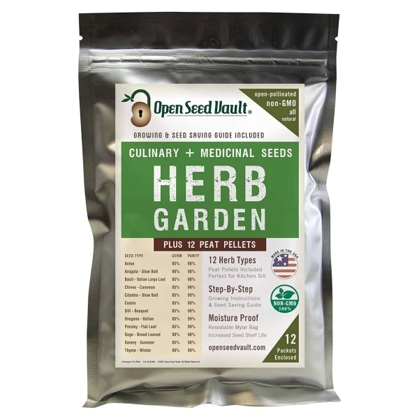 Open Seed Vault Herb Garden Non-GMO Herbs & Medicinal Seeds - (SHIPS IN 1-2 WEEKS) garden powder.