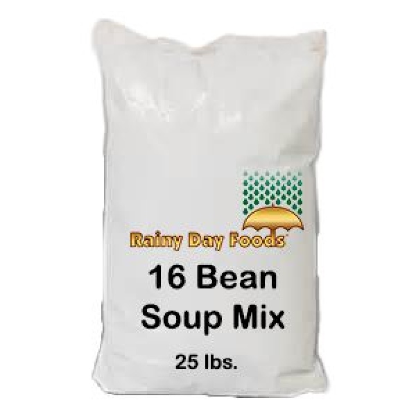 Emergency food storage rainy day foods 16 bean soup mix.