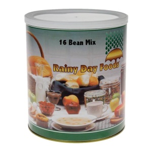 A Rainy Day Foods Gluten-Free 16 Bean Mix 84 oz #10 Can - 26 Servings - (SHIPS IN 1-2 WEEKS) on a white background.