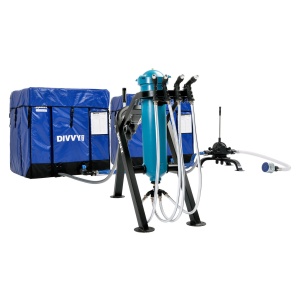 An Aquamira Divvy 750 Emergency Water Filtration System with a hose attached to it.