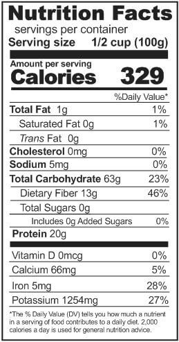 A nutrition label showing the emergency food storage of a product.