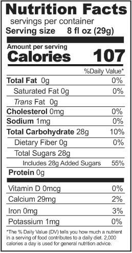 A nutrition label showing the emergency food storage facts of a product.