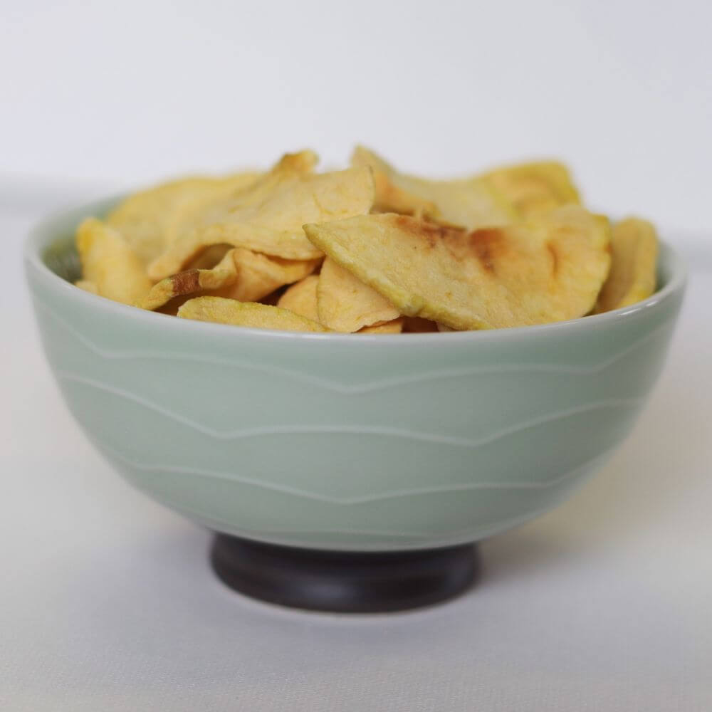 Apple chips in a bowl.