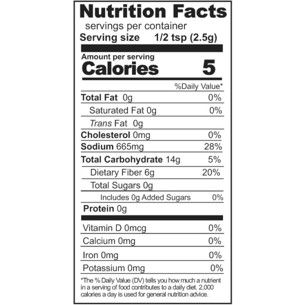 A nutrition label showing the nutrition facts of a Rainy Day Foods Beef Bouillon product.