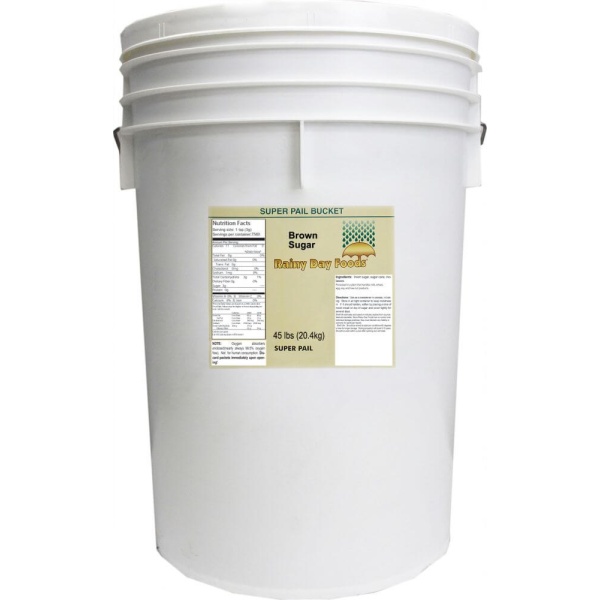 A white bucket with a label on it.