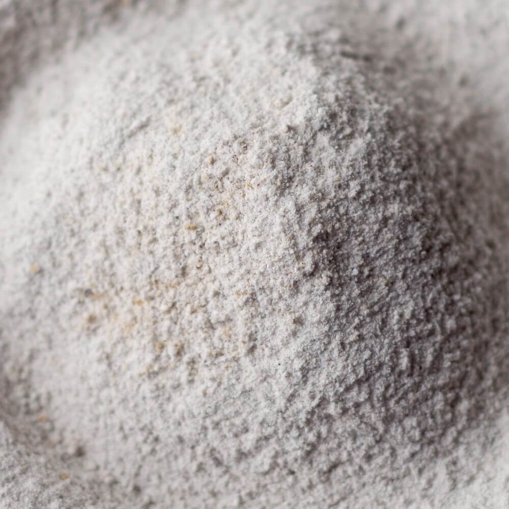 A close up of a white powder.