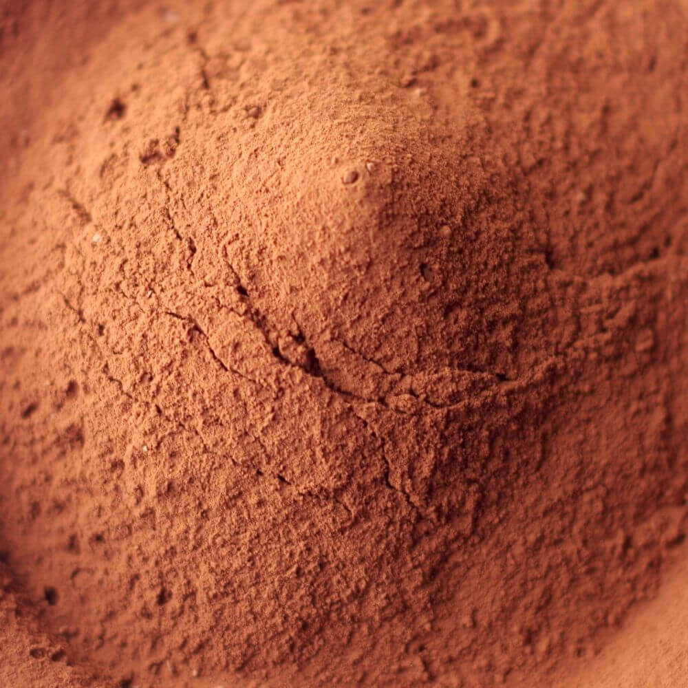 A close up of a bowl of cocoa powder.