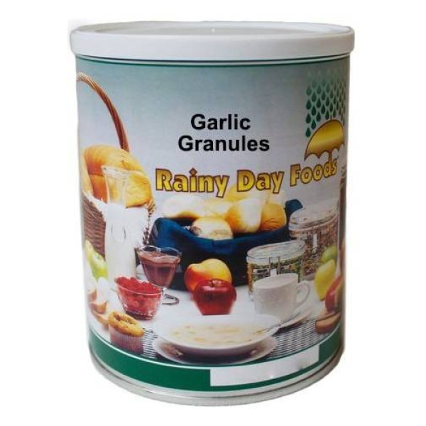 Gluten-free garlic granules in a can.