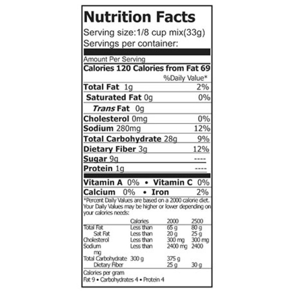 A gluten-free protein powder nutrition label.