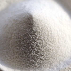 A close up of a white powder.