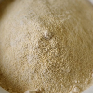 A close up of flour in a bowl.