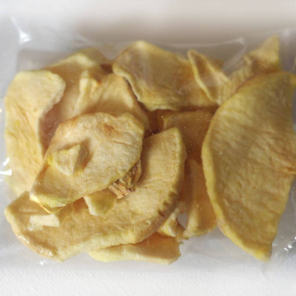 Sliced apples in a plastic bag.