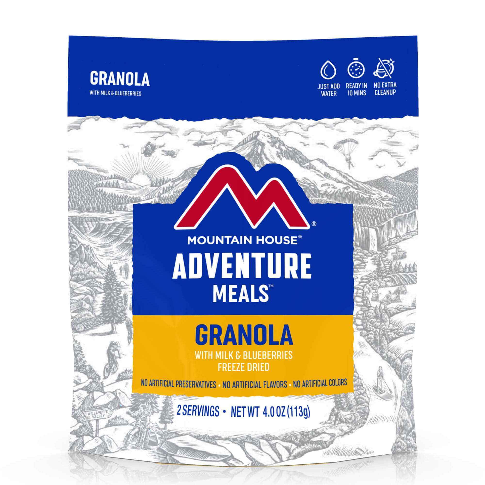 Mountain House Granola with Blueberries and Milk Mylar Pouch - 2 Servings - (SHIPS IN 1-2 WEEKS)