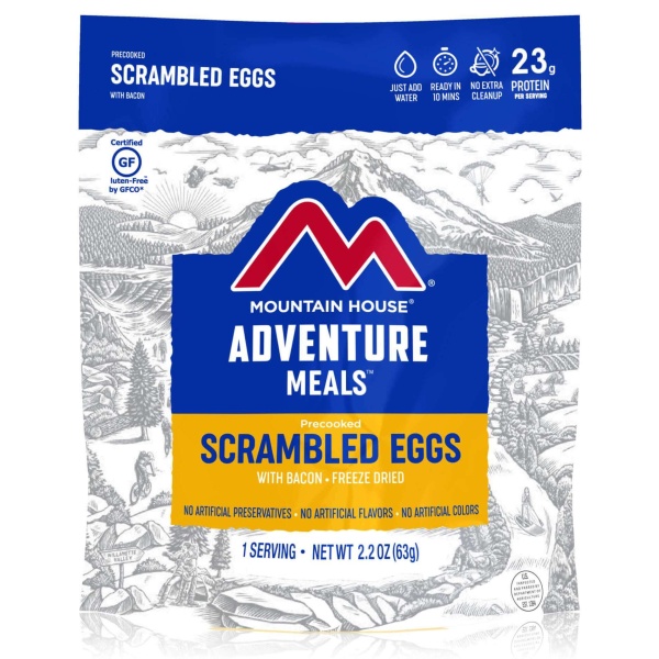 Mountain House Scrambled Eggs with Bacon Mylar Pouch - 1 Serving - (SHIPS IN 1-2 WEEKS) adventure meals.