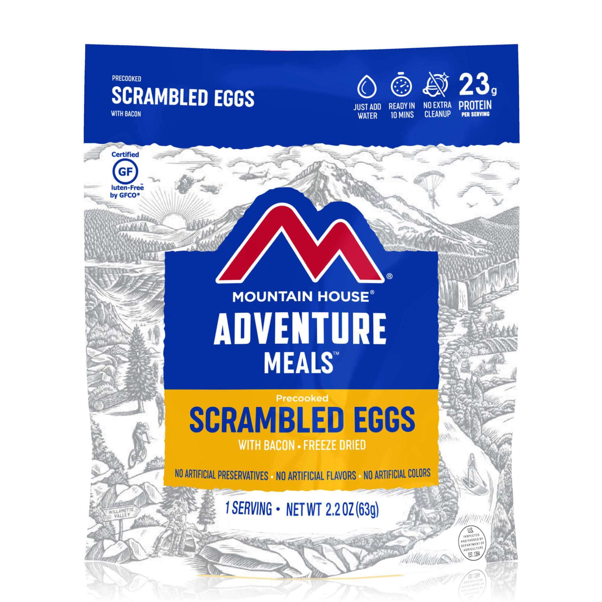 Mountain House Scrambled Eggs with Bacon Mylar Pouch - 1 Serving - (SHIPS IN 1-2 WEEKS) adventure meals.