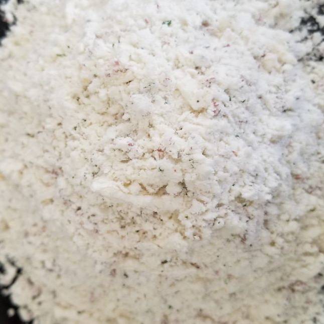 A close up of white flour.