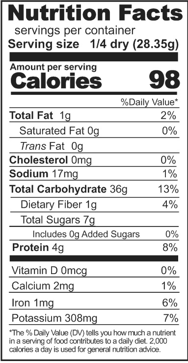 A nutrition label showing the nutrition facts of a gluten-free product.