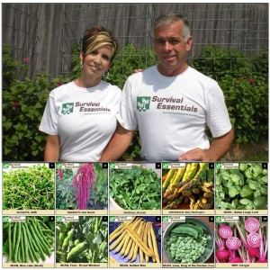 A man and woman standing in front of the Survival Essentials Seeds Premium Heirloom Seeds Vault - 144 Varieties - Over 23,000 Seeds - (SHIPS IN 1-2 WEEKS).