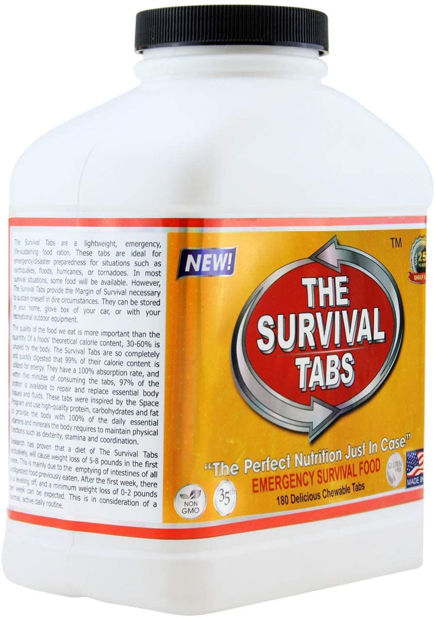 The Survival Tabs Survival Tabs 15 Day 180 Tabs Emergency Food Survival Food Meal Replacement MREs Gluten Free and Non-GMO 25 Years Shelf Life Long