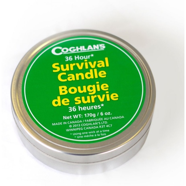 A tin containing the Coghlan's 36-Hour Survival Candle - (SHIPS IN 1-2 WEEKS).