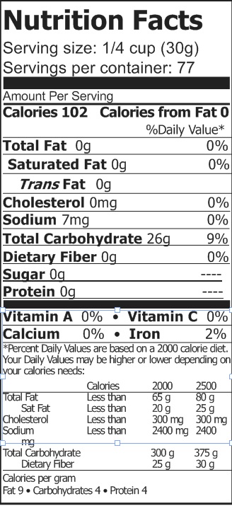 A nutrition label for a gluten-free protein shake.