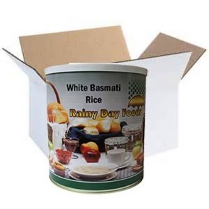 Rainy Day Foods Basmati White Rice comes in a box.