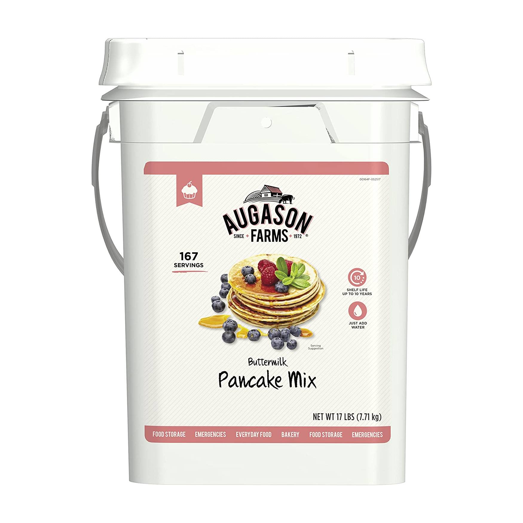 Augason Farms Buttermilk Pancake Mix 17lb 4 Gallon Pail - 167 Servings - (SHIPS IN 1-2 WEEKS)