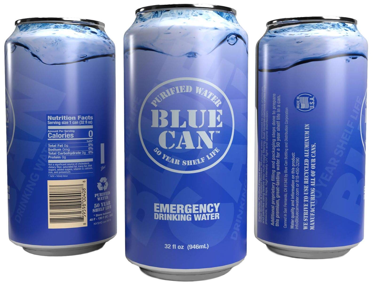 Blue Can Water - 32oz Canned Water 9/Pack