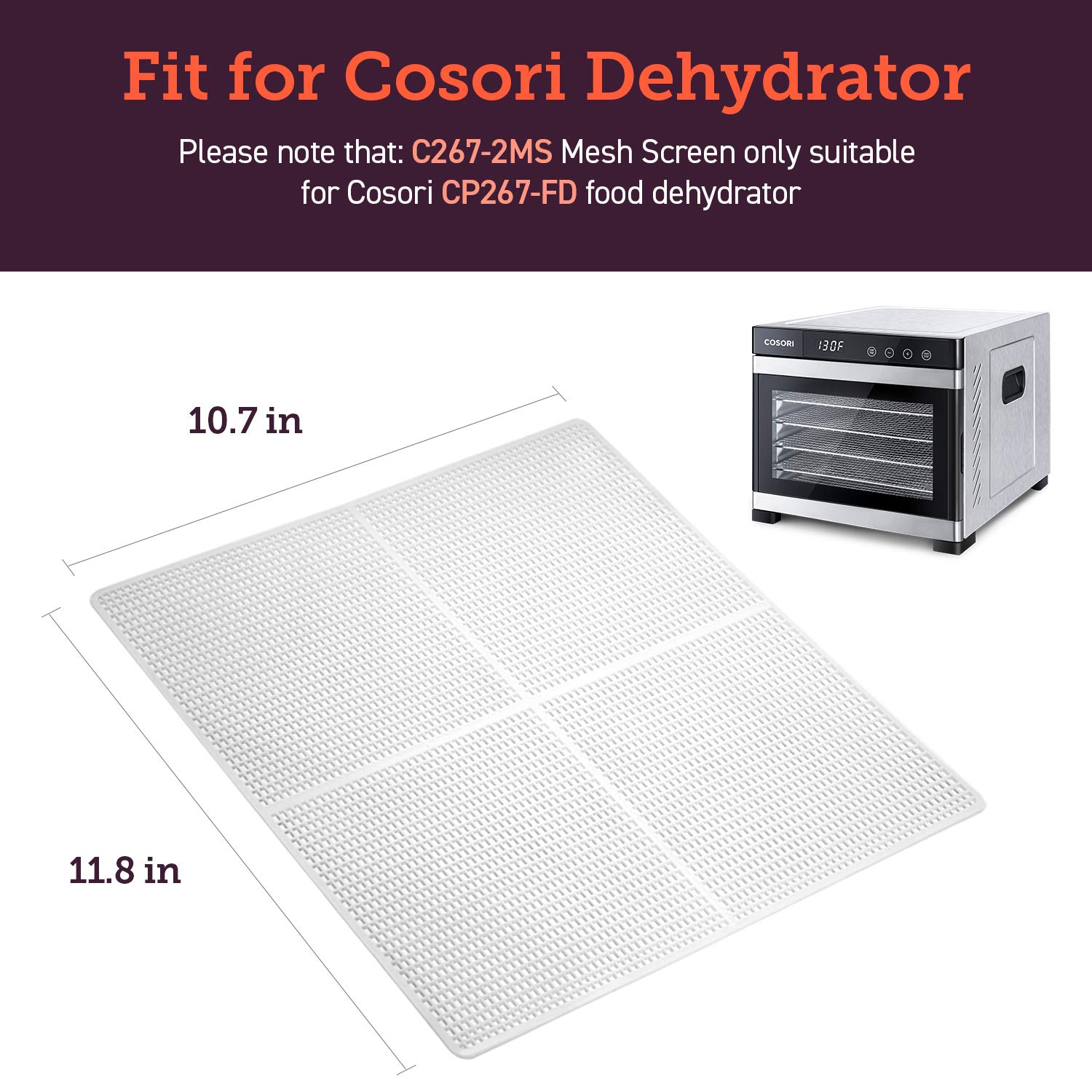 COSORI Premium Dehydrator with 6 Stainless Steel Trays in Stainless Steel  Silver - (SHIPS IN 1-2 WEEKS)