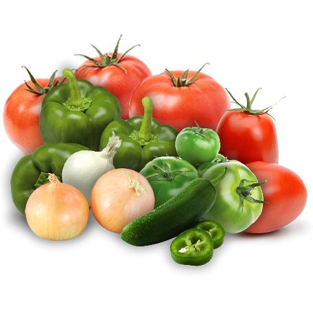 A variety of vegetables on a white background.