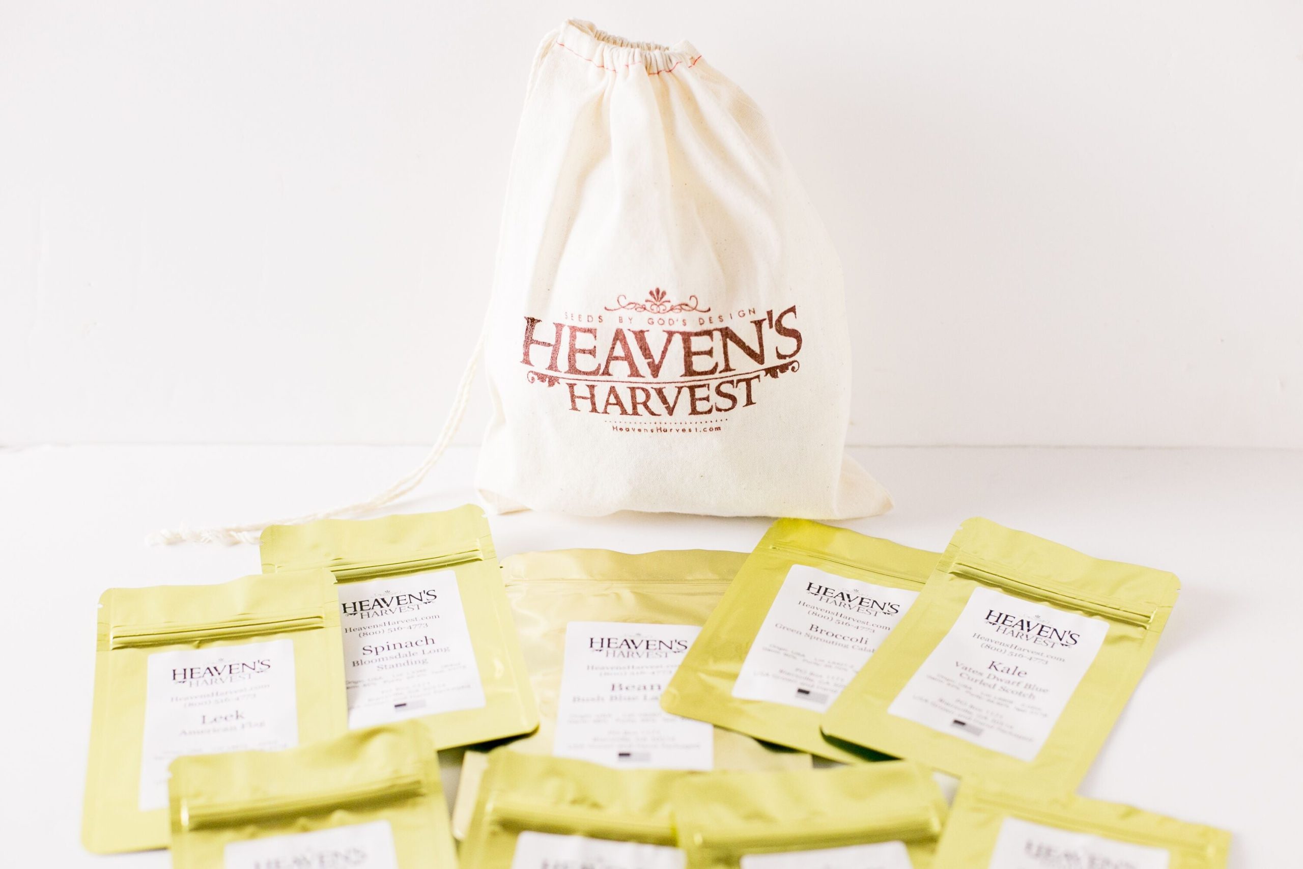 Heaven's Harvest tea bag infused with artisan herbs from the Heirloom Seed Kit.