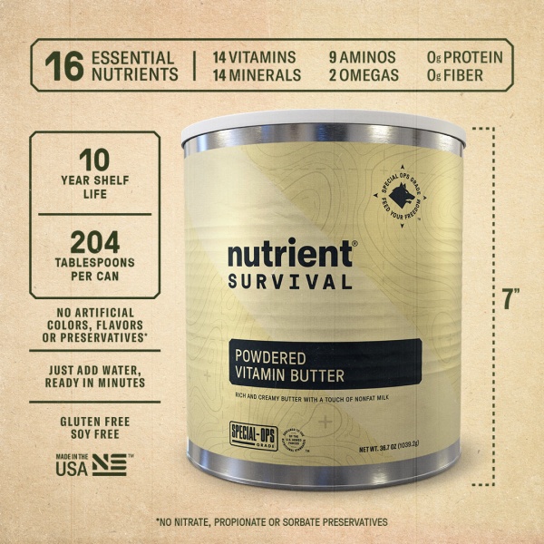 Nutrient Survival Powdered Vitamin Butter Powder 36 oz #10 Can - 204 Servings - (SHIPS IN 2-4 WEEKS).