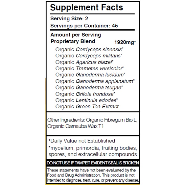 A supplement label with a list of ingredients.