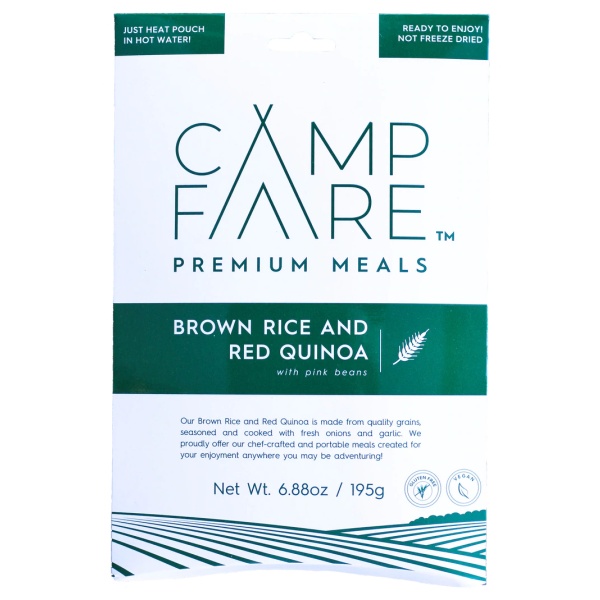 Camp fare brown rice and red quinoa with pink beans.