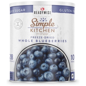 Simple Kitchen freeze-dried whole blueberries in a #10 can with 28 servings, shipping in 1-2 weeks.