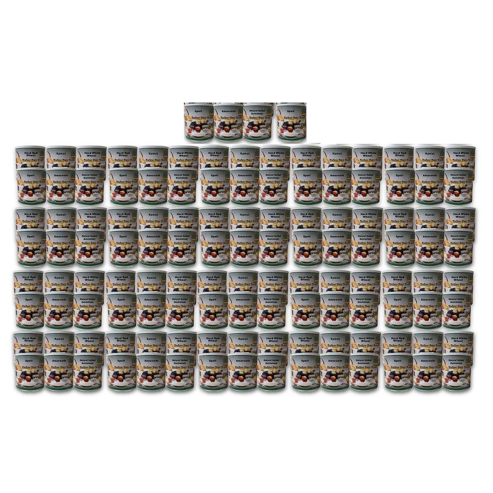 A stack of canned foods from Rainy Day Foods.