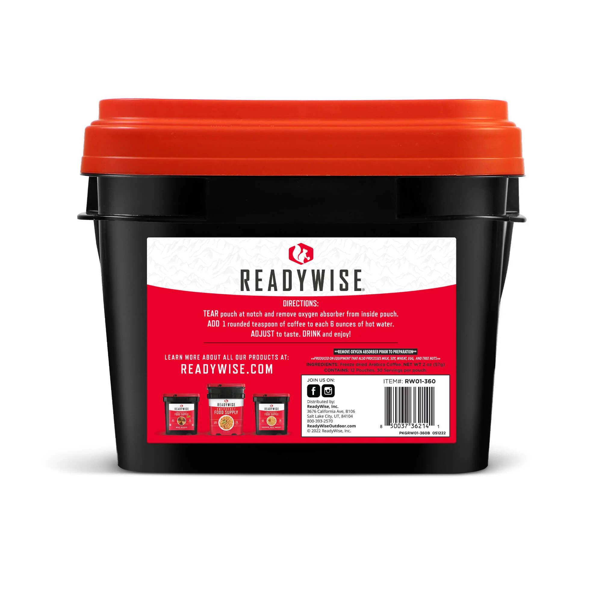 A bucket of ReadyWise lubricant on a white background.