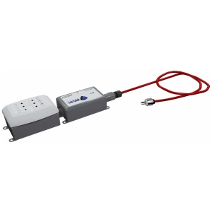 A portable power supply with an EMP Shield and red cord.