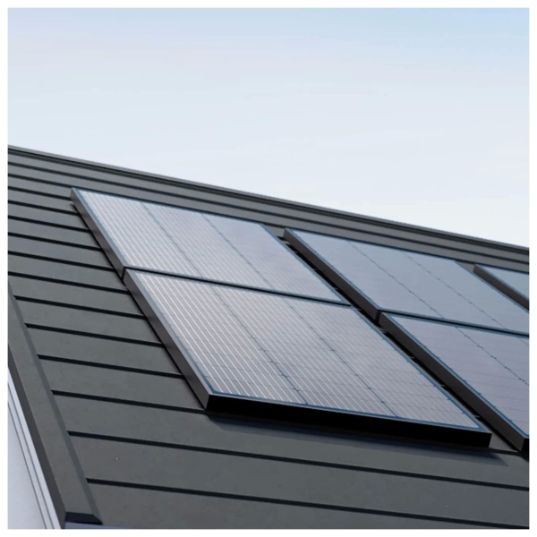 Solar panels on the roof of a house utilizing the EcoFlow 100W Monocrystalline Rigid Solar Panel.