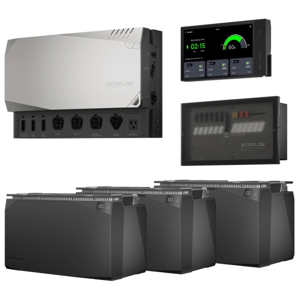Power inverter system with battery and charger - EcoFlow 15kWh Power Kits.