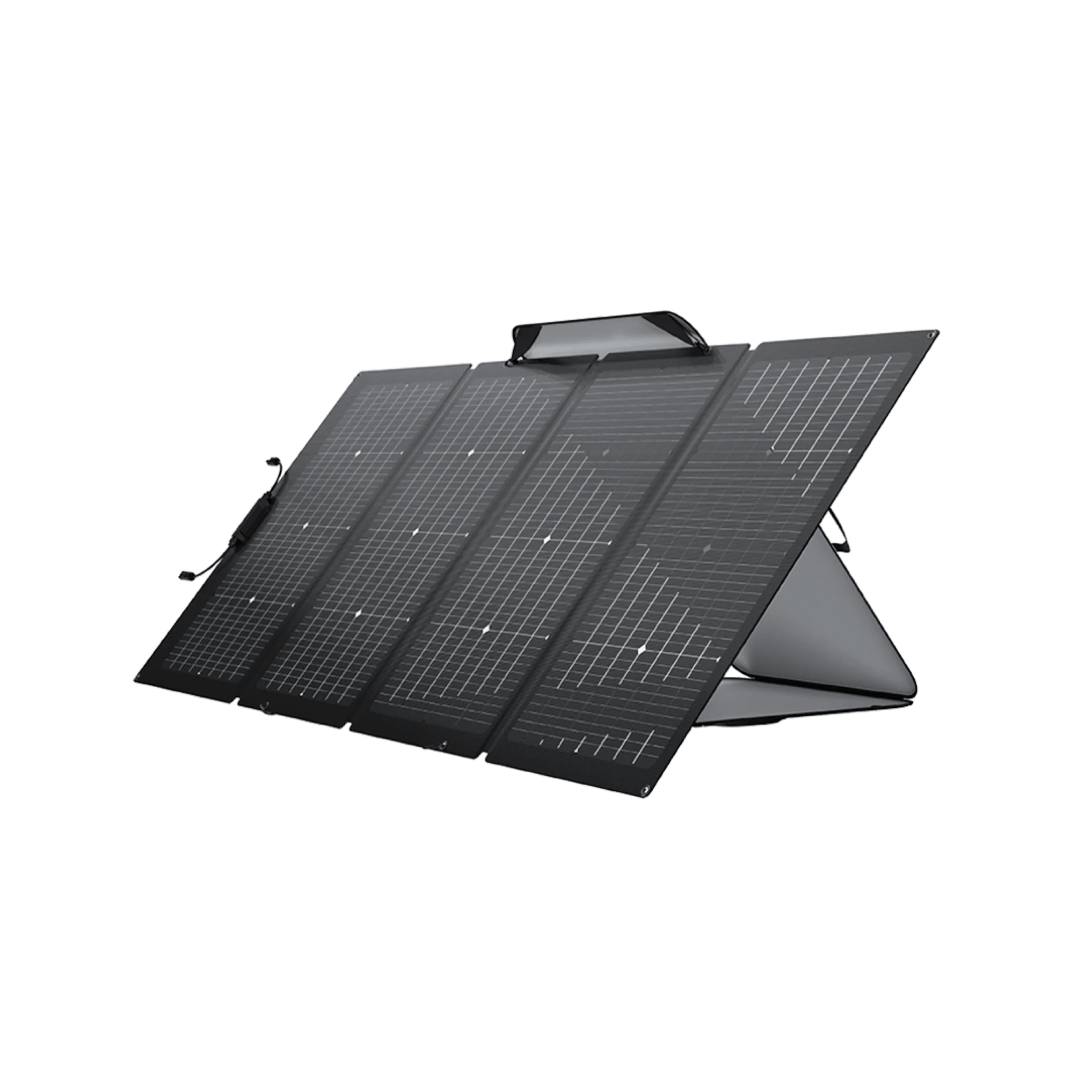 A portable solar panel from EcoFlow, featuring a black monocrystalline design, ideal for eco-conscious individuals.