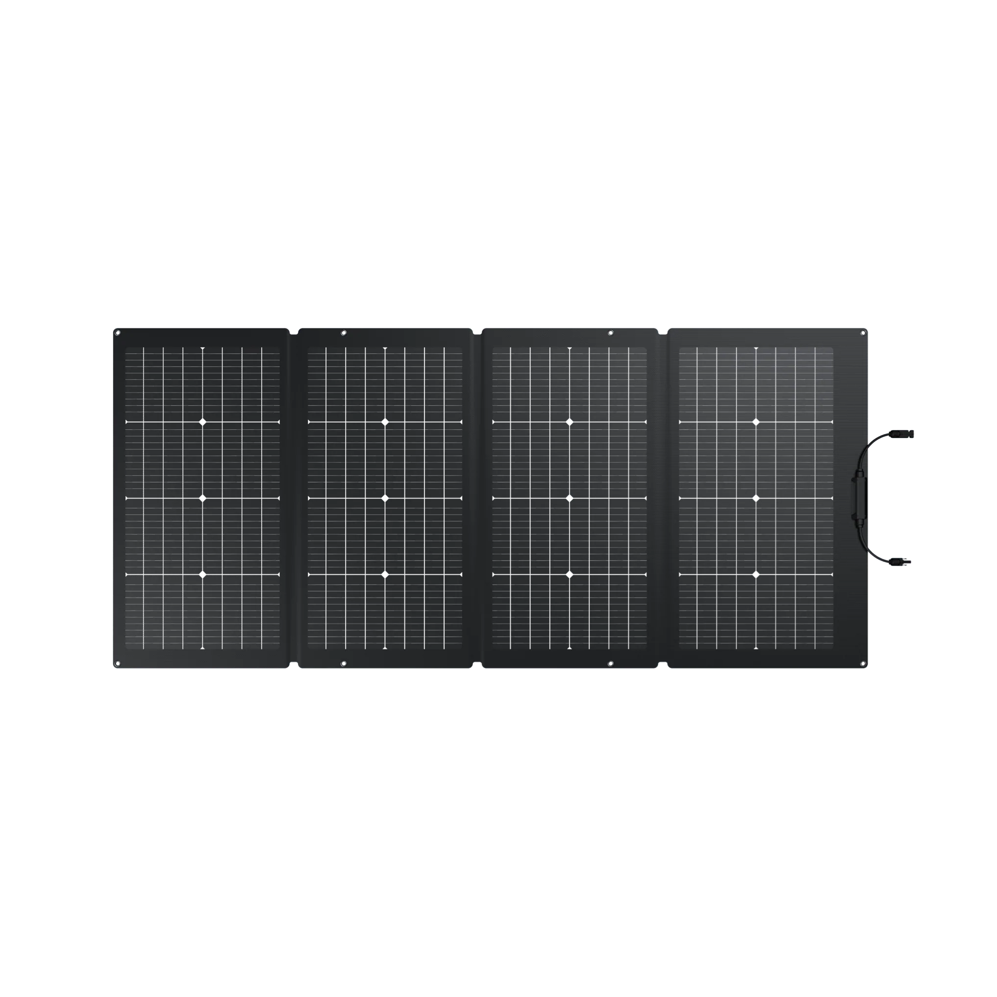 A black portable solar panel on a white background.